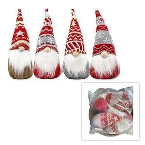 New in Package Joyin Set of 4 Christmas Holiday Plush Gnomes 12” Ornies Décor